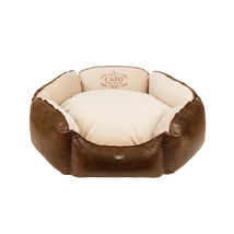 Classy puha bőr kutyaágy hatszögletű - barna - 95cm