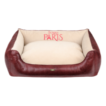Paris puha bőr kutyaágy - vörös és bézs