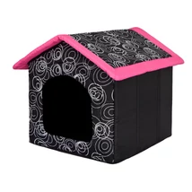 Szivacs kutyaház - fekete, rózsaszín