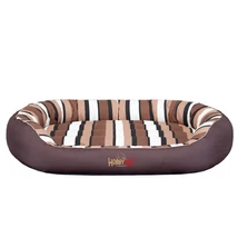 Oval kutyaágy - bézs és csíkos