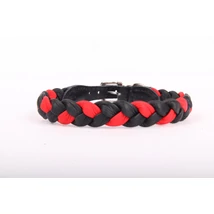 Fonott bőr nyakörv - Piros