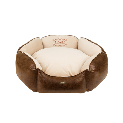 Classy puha bőr kutyaágy hatszögletű - barna - 95cm