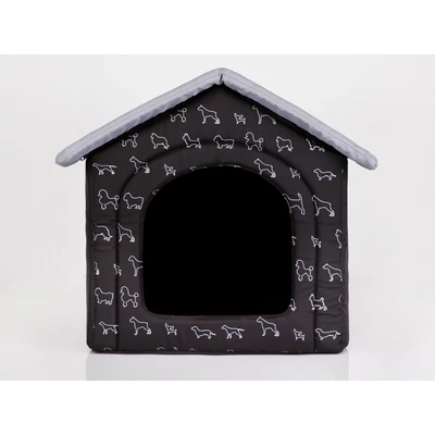 Szivacs kutyaház - fekete, kutya mintás