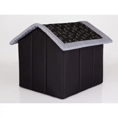 Szivacs kutyaház - fekete, kutya mintás