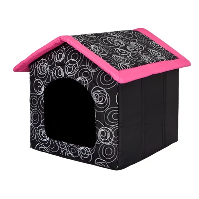 Szivacs kutyaház - fekete, rózsaszín