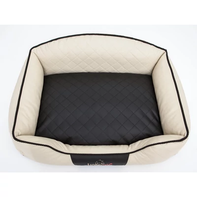 Elite bőr kutyaágy és macskaágy - bézs és fekete