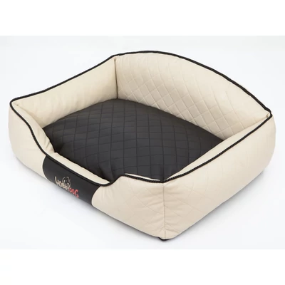 Elite bőr kutyaágy és macskaágy - bézs és fekete