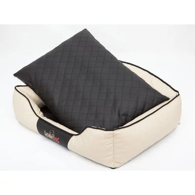 Elite bőr kutyaágy és macskaágy - bézs és fekete