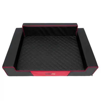 Glamour bőr kutyaágy és cicaágy - fekete és piros