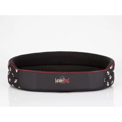 Ovális szivacs kutyaágy és macskaágy - tappancs mintás fekete