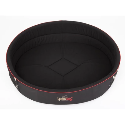 Ovális szivacs kutyaágy és macskaágy - tappancs mintás fekete