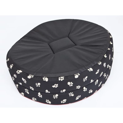 Ovális szivacs kutyaágy és macskaágy - tappancs mintás fekete