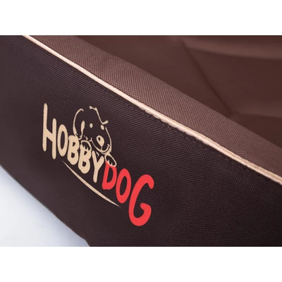 Ovális szivacs kutyaágy és macskaágy - felirat mintás barna