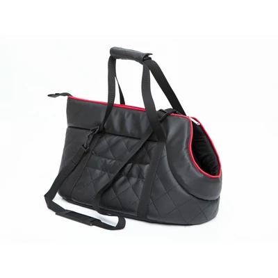 Bőr kutya és macska hordozó táska - fekete