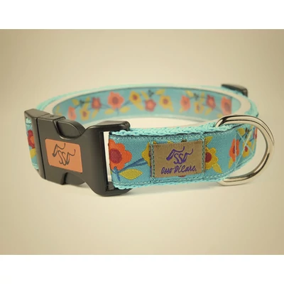 Nyakörv 25mm prémium - Virág kék