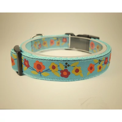 Nyakörv 25mm prémium - Virág kék