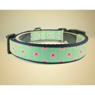 Nyakörv 25mm prémium - Virág türkiz