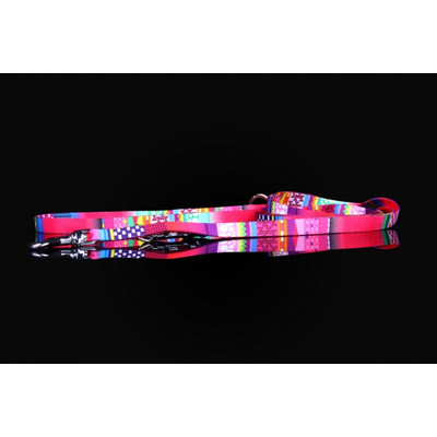 Mozaik állítható póráz - rózsaszín mozaik - 220cm