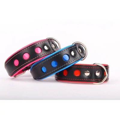 NEO fényvisszaverő bőr nyakörv - Kék