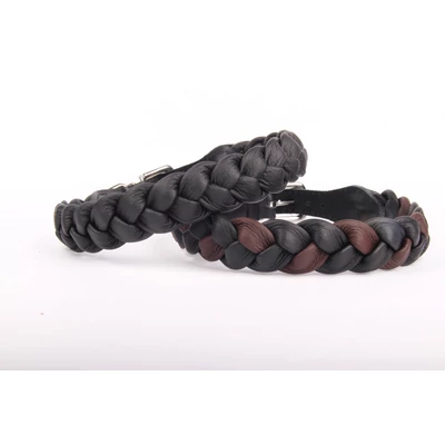 Fonott bőr nyakörv - Barna