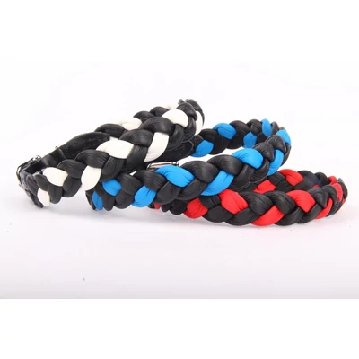 Fonott bőr nyakörv - Kék